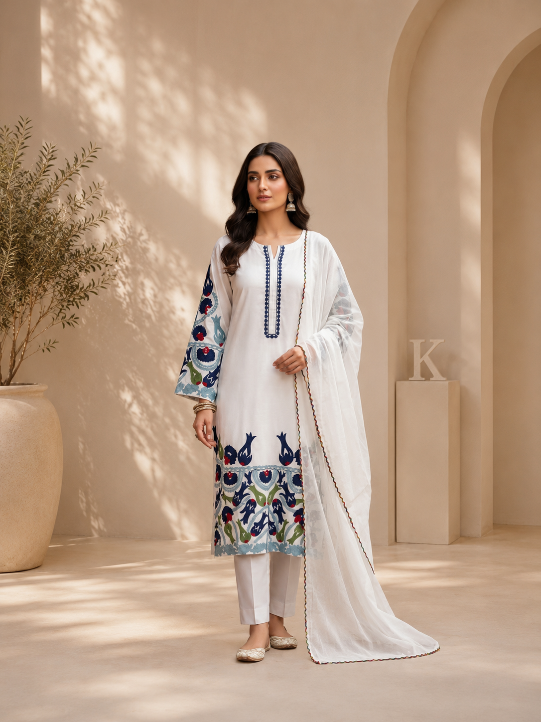 Premium Embroidered 3 Piece Chiffon Stitched Suit – 5 Elegant Colours